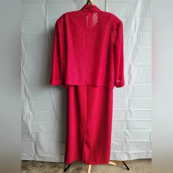 Tradition Petite Mother-of-the-Bride Two-piece  Red Glittery Dress Size 12 - Picture 8 of 16
